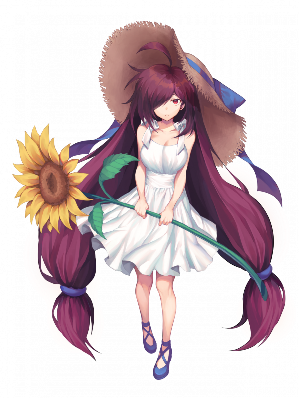 1girl, absurdly_long_hair, ahoge, blue_footwear, blue_ribbon, collarbone, cross-laced_footwear, dress