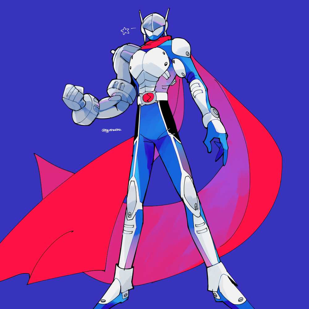 1boy, belt_buckle, blue_background, blue_bodysuit, bodysuit, buckle, digimon, digimon_(creature)