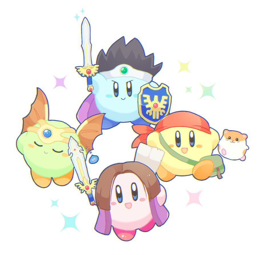 bag, bandana, black_hair, blue_eyes, blue_footwear, blue_skin, blush_stickers, brown_hair