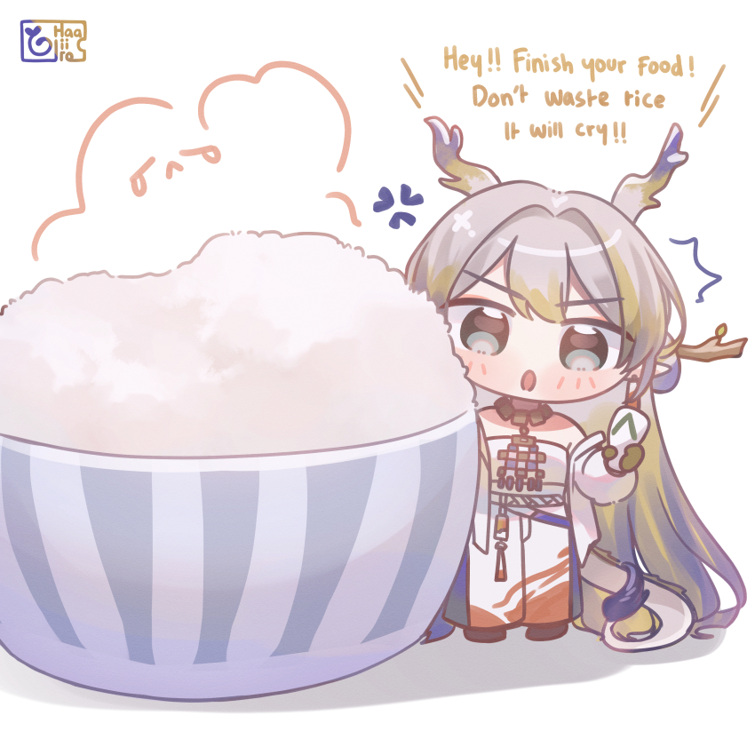 1girl, absurdres, anger_vein, arknights, artist_logo, blonde_hair, blue_eyes, blue_hair