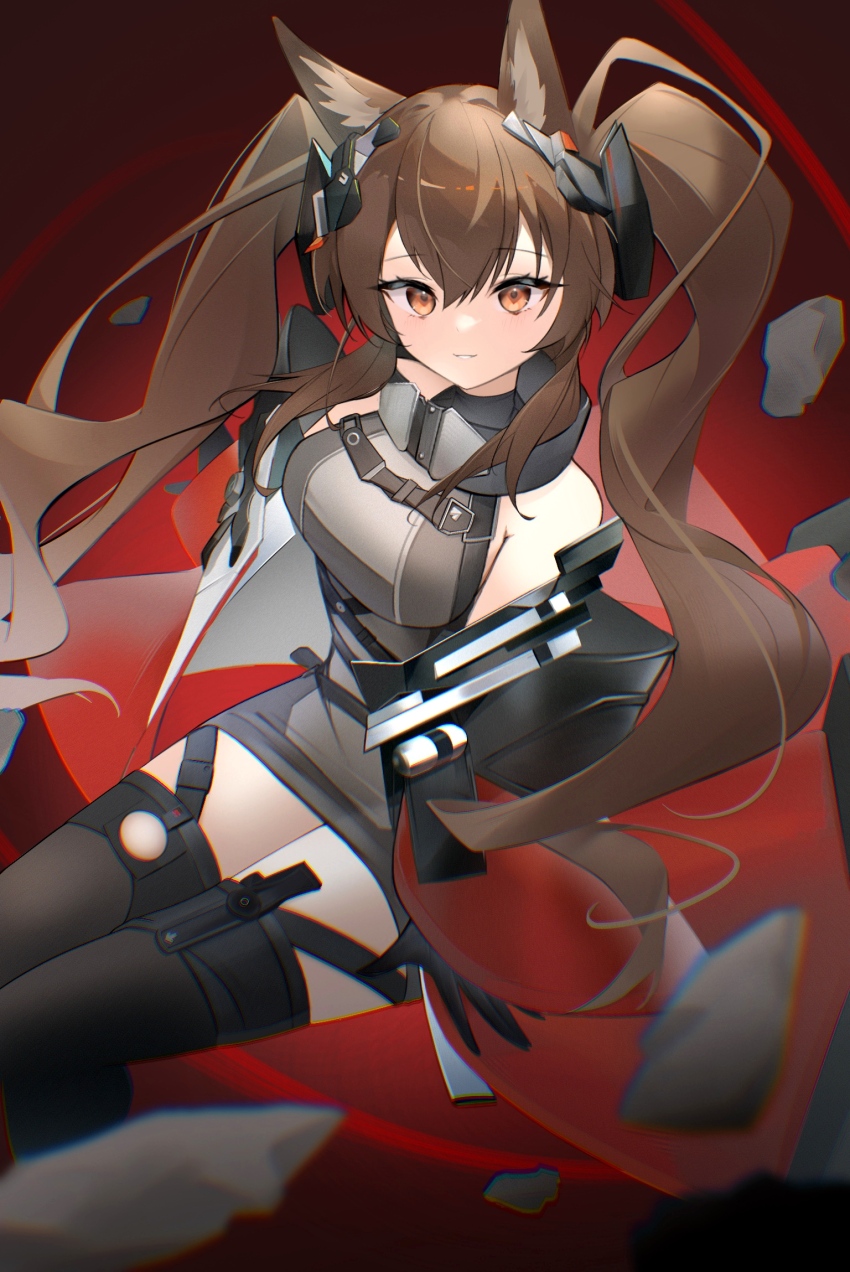 1girl, afaalphaxd, angelina_(arknights), animal_ears, arknights, arknights:_endfield, belt, black_gloves