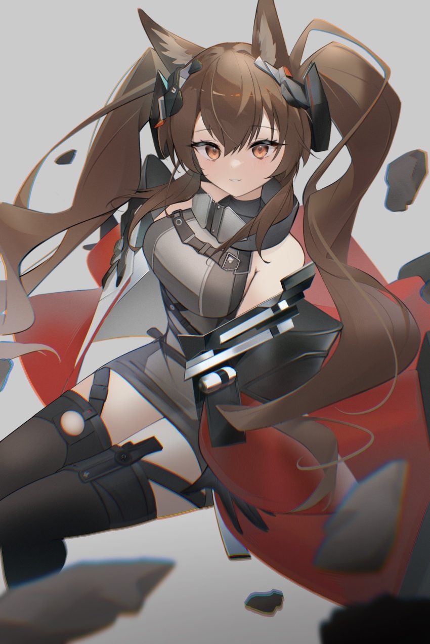 1girl, afaalphaxd, angelina_(arknights), animal_ears, arknights, arknights:_endfield, belt, black_gloves