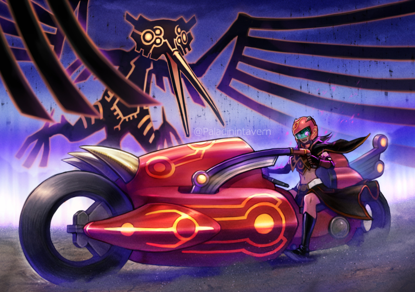 1girl, bird, black_boots, black_hair, black_sclera, black_shawl, boots, cape