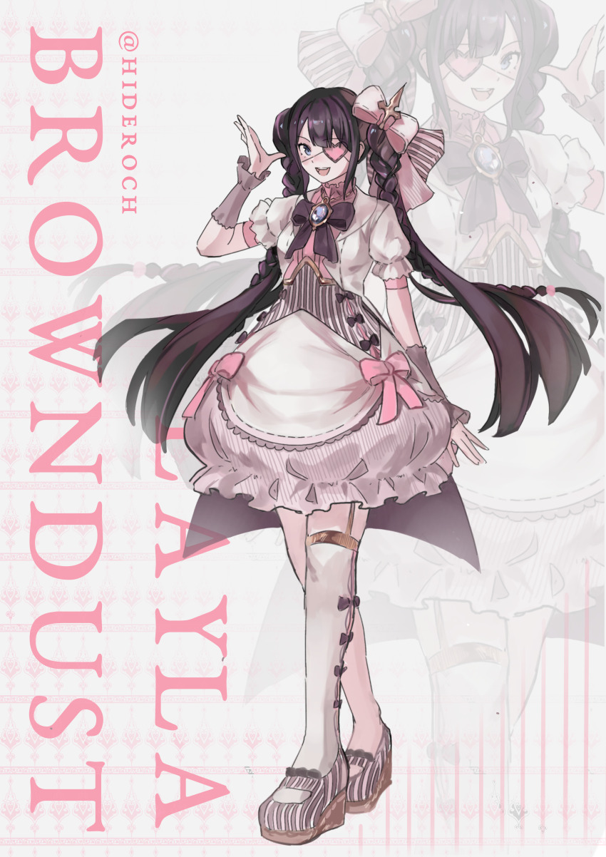 1girl, absurdres, asymmetrical_legwear, blue_eyes, blue_gem, blush, braid, breasts