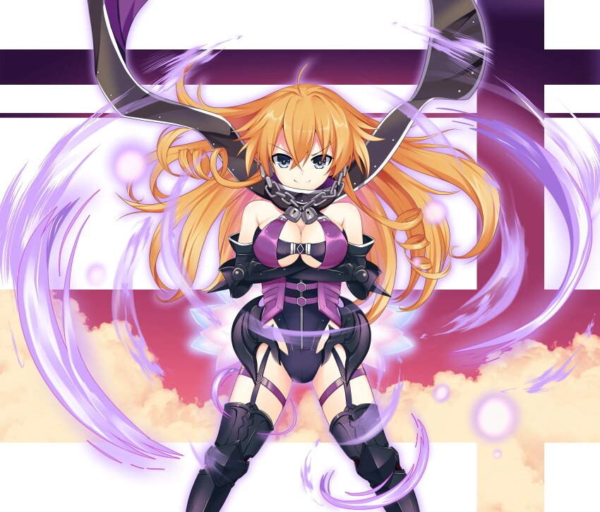 absurdres, armored_leotard, blue_eyes, chain, date_a_live, highres, leotard, orange_hair