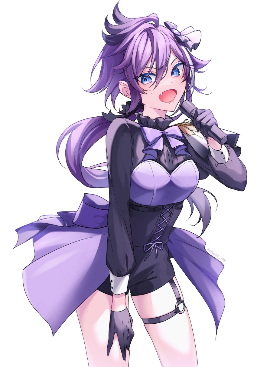 1girl, absurdres, banzoin_hakka, black_corset, black_gloves, black_ribbon, black_shirt, black_shorts