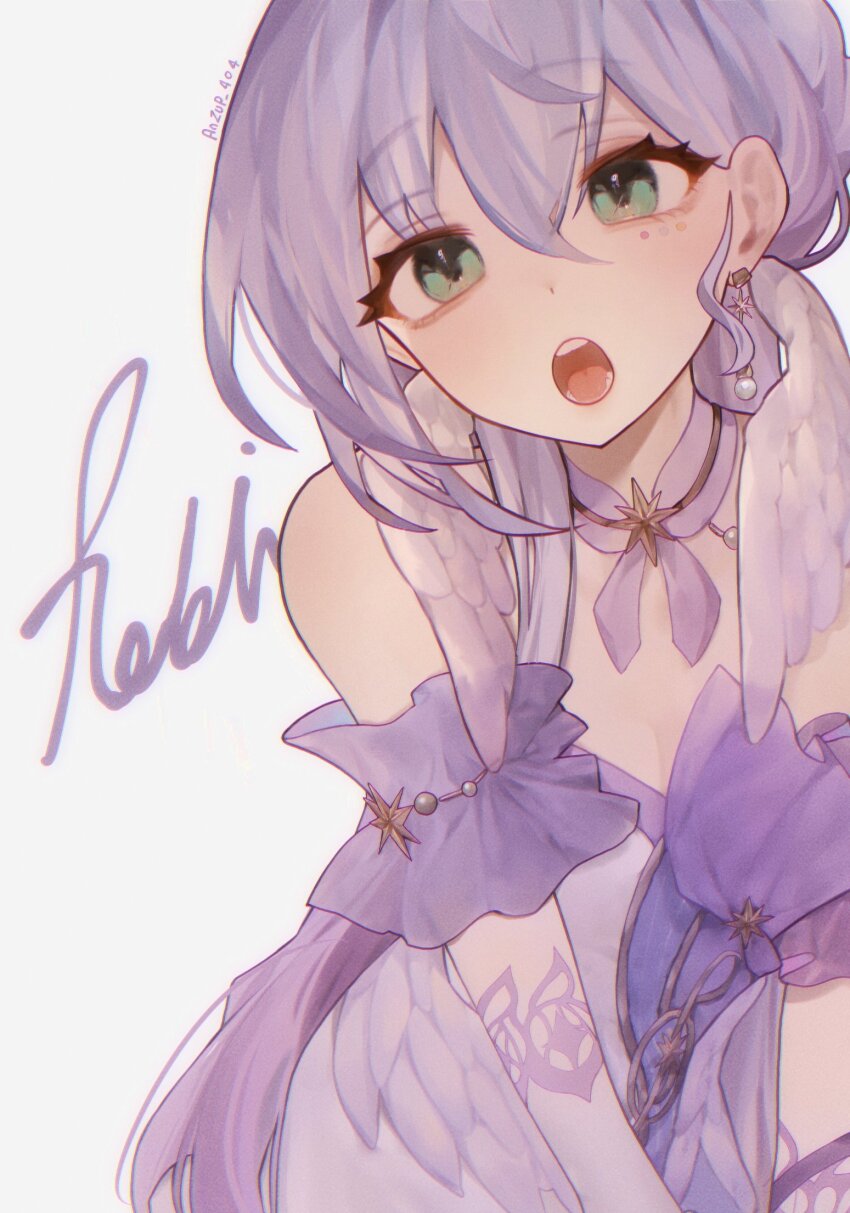 1girl, anzup_404, aqua_eyes, asymmetrical_gloves, bare_shoulders, character_name, detached_sleeves, dress