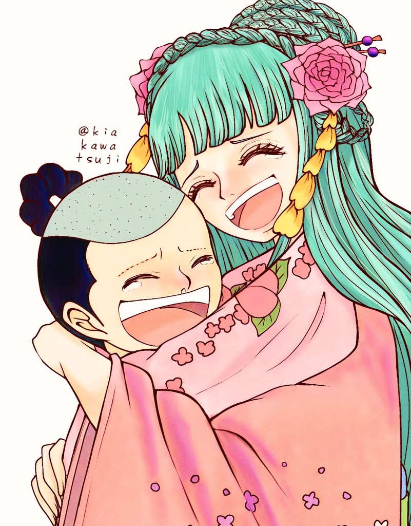 1boy, 1girl, ^_^, black_hair, blunt_bangs, braid, brother_and_sister, child