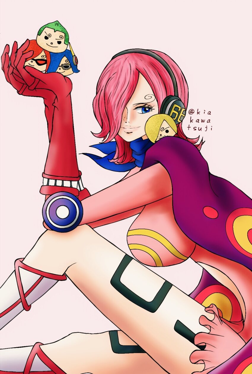 1girl, 4boys, blonde_hair, blue_eyes, blue_hair, blue_neckerchief, boots, breasts