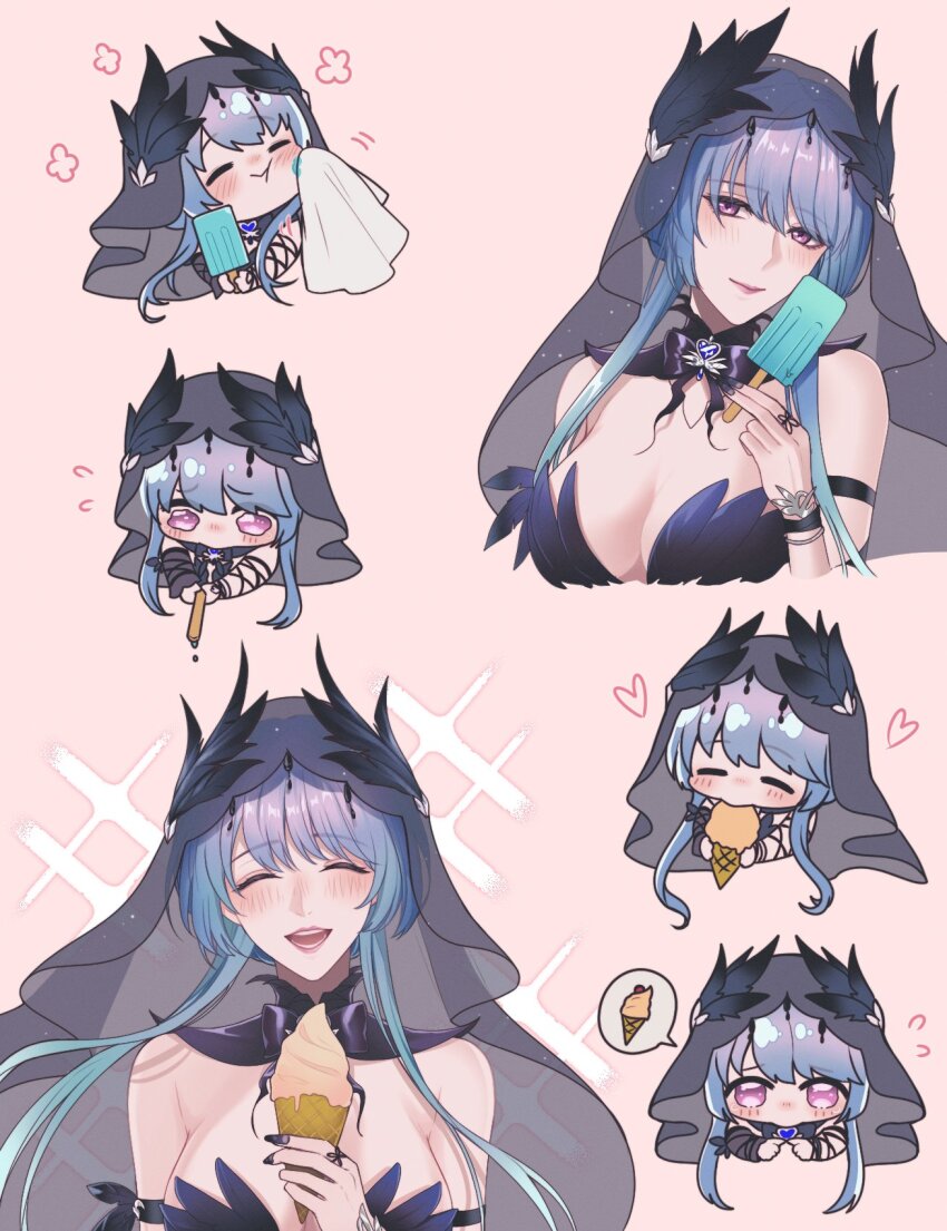 1girl, angon623, asymmetrical_sleeves, bare_shoulders, black_bow, black_bowtie, black_dress, black_nails