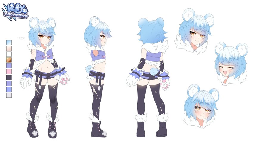 1girl, absurdres, animal_ear_fluff, animal_ears, animal_hands, bear_ears, bear_girl, bear_tail