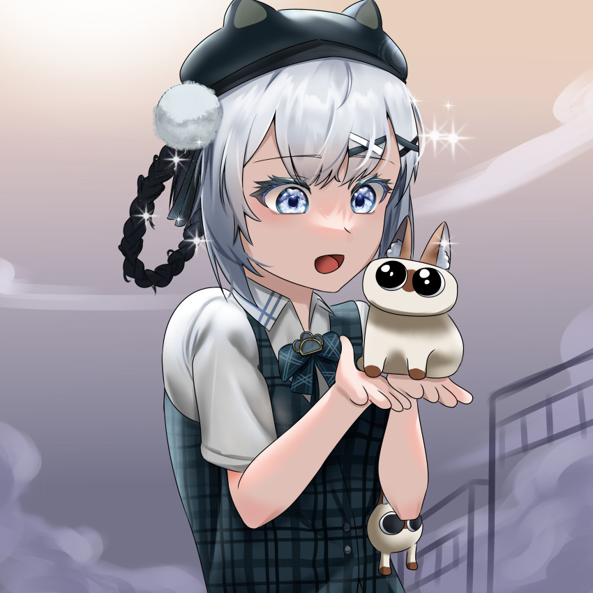 absurdres, animal_ear_headwear, animal_ears, azukisan, bambinata:_vitrum_(catwalk)_(pgr), bambinata_(pgr), beret, black_hair