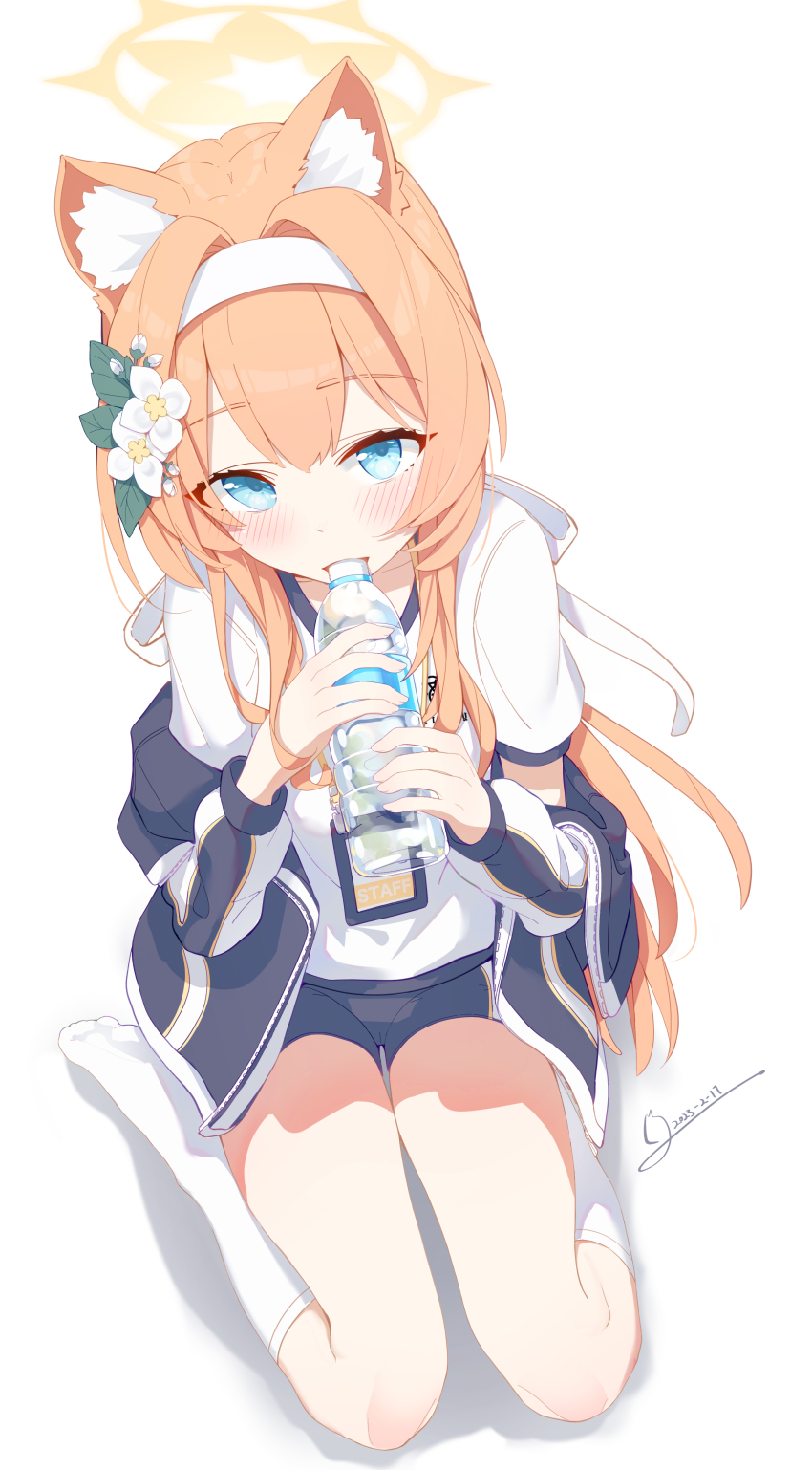 1girl, 4ba_nana, absurdres, animal_ear_fluff, animal_ears, blue_archive, blue_eyes, blush