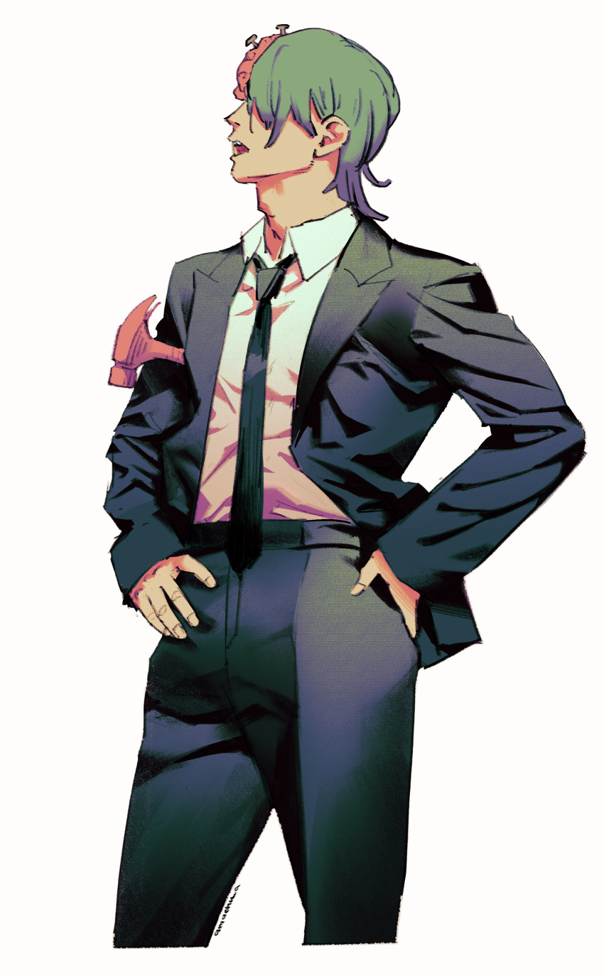 1other, absurdres, amachu_a, black_necktie, black_suit, brain, chainsaw_man, commentary