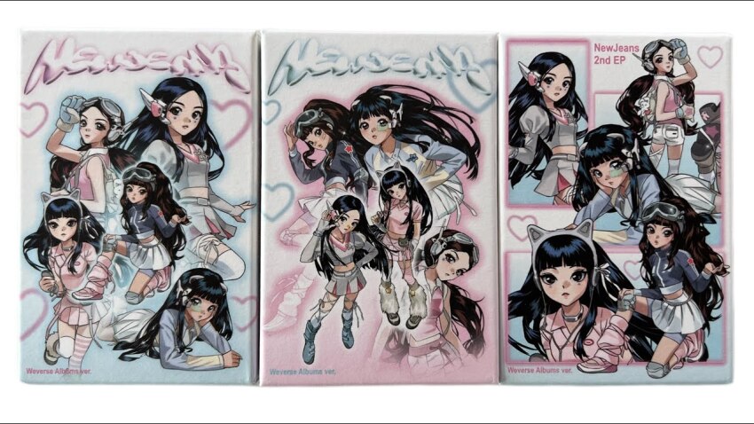 5girls, album_cover, animal_ear_headphones, animal_ears, animification, artist_request, black_hair, black_jacket