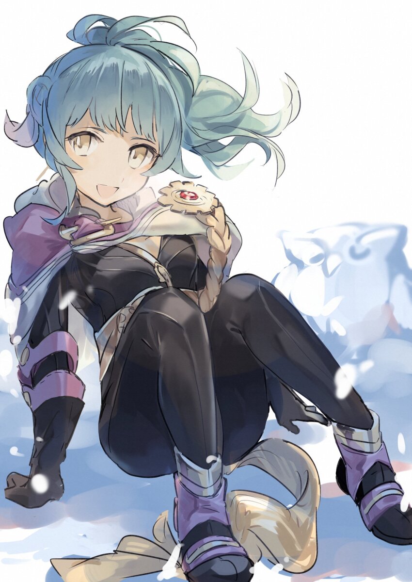 1girl, bird, black_bodysuit, blue_hair, bodysuit, breasts, cape, feh_(fire_emblem_heroes)