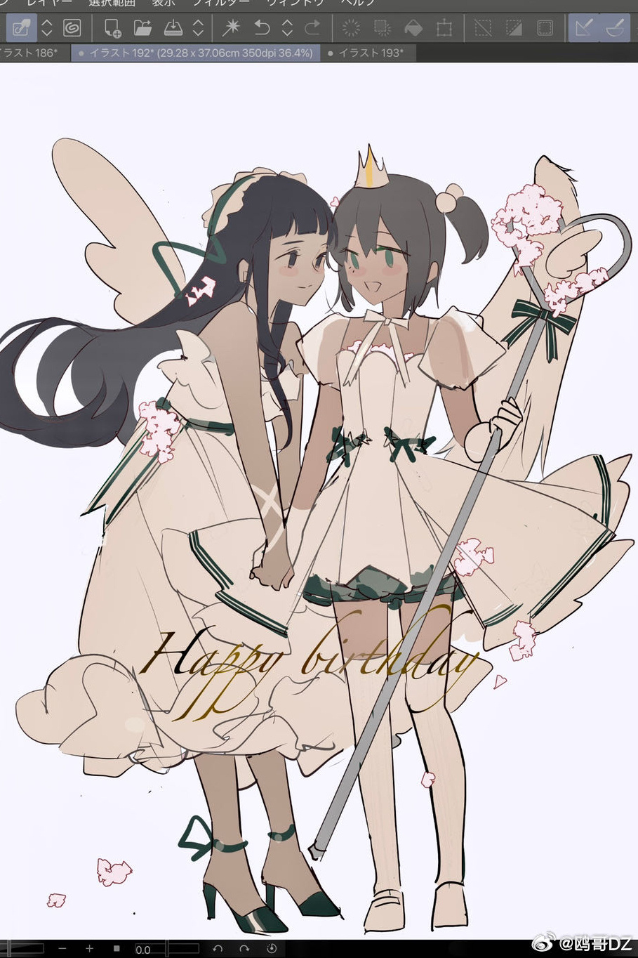2girls, angel_wings, ankle_ribbon, arm_ribbon, black_eyes, black_footwear, black_hair, black_ribbon