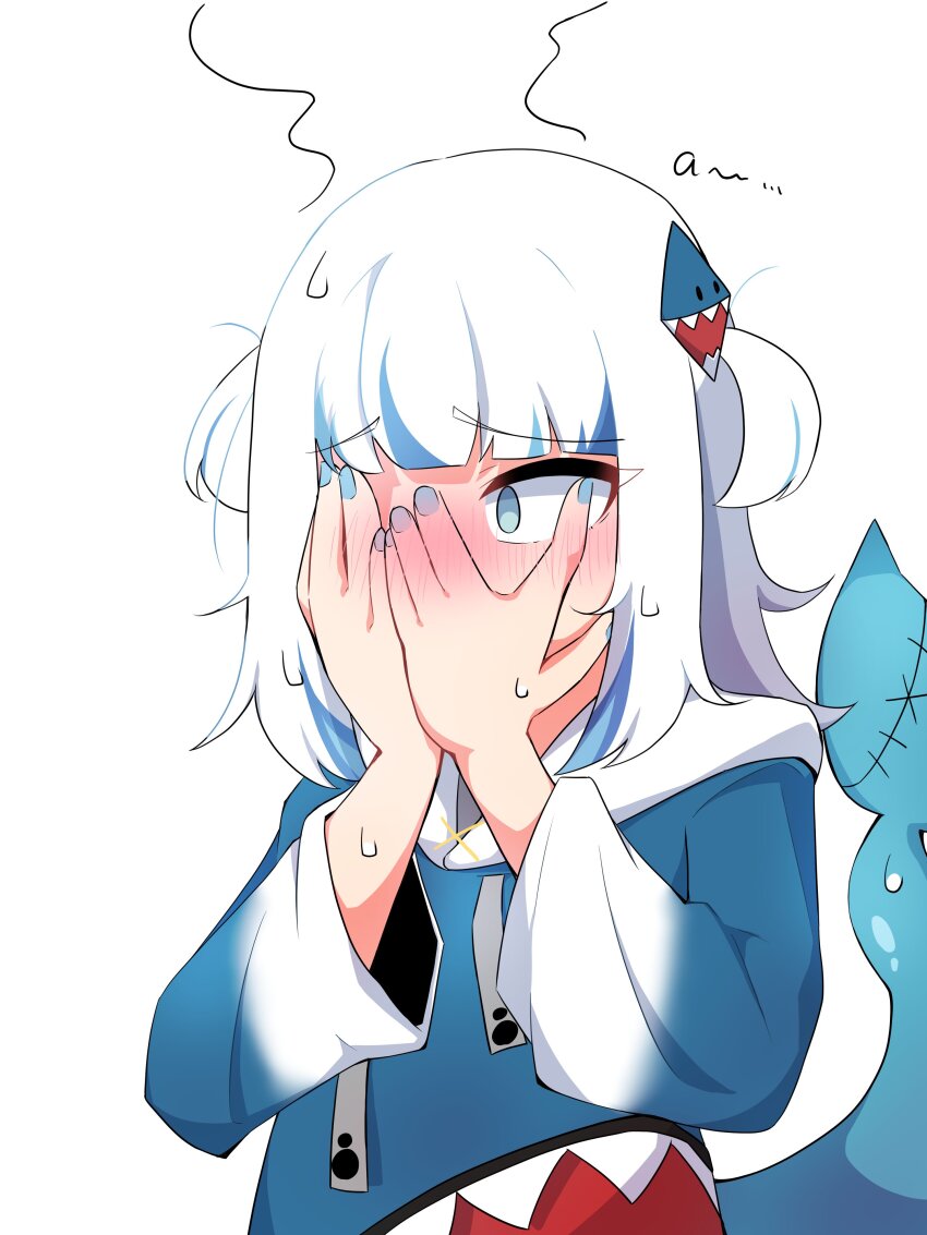 1girl, absurdres, animal_costume, blue_dress, blue_eyes, blue_hair, blue_hoodie, blue_nails