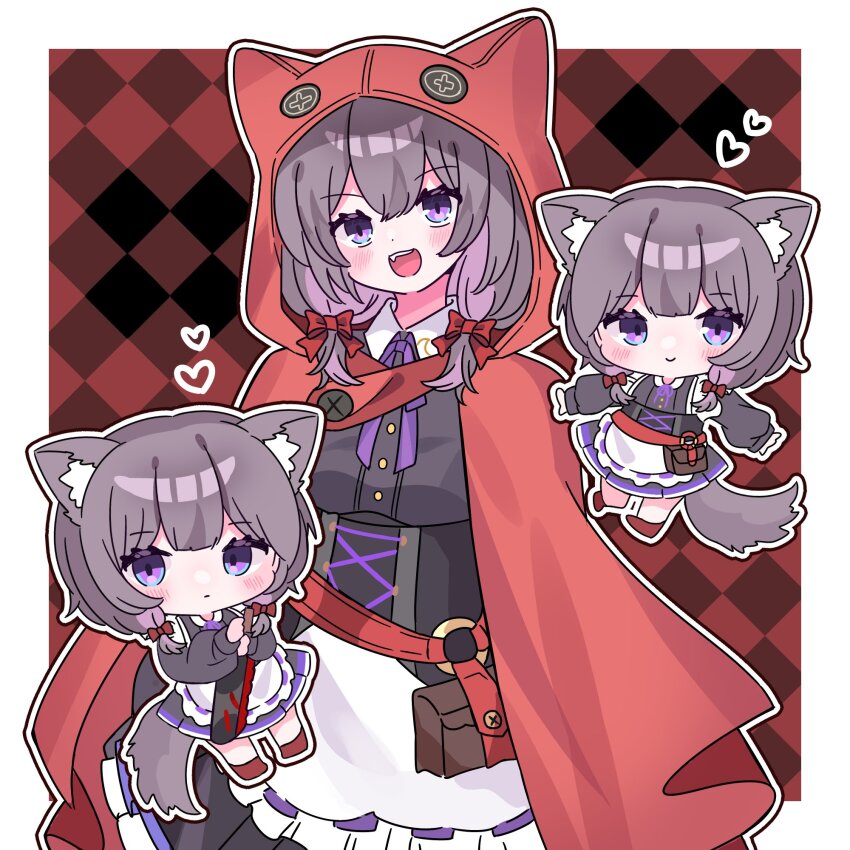 1girl, dasimaru000000, dog_girl, highres, indie_virtual_youtuber, monster_club_vt, nokkovt, red_hood