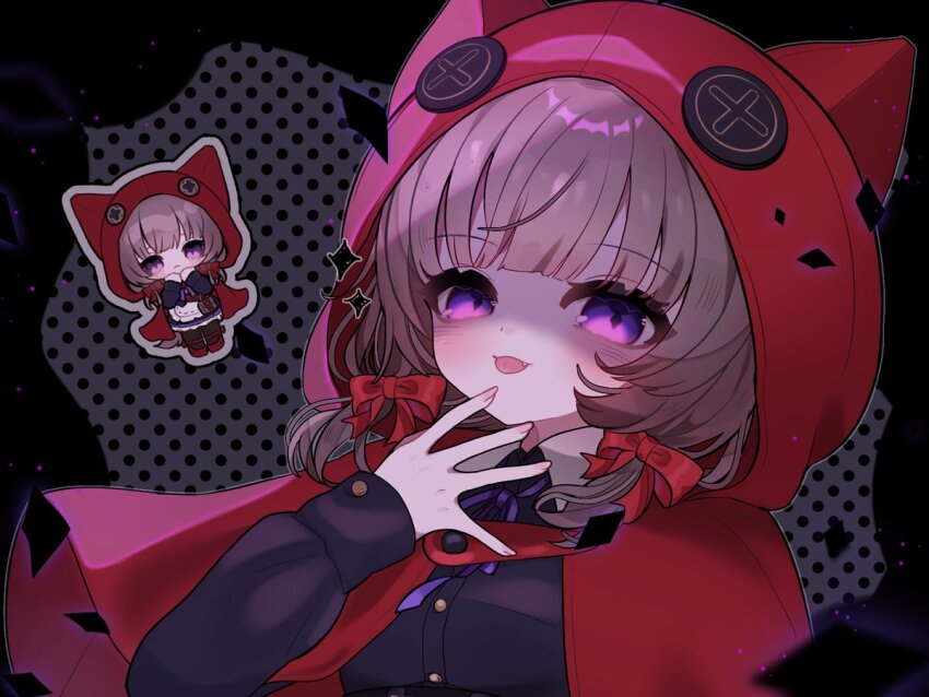 1girl, animal_ears, brown_hair, cape, child, dog_ears, dog_girl, monster_club_vt