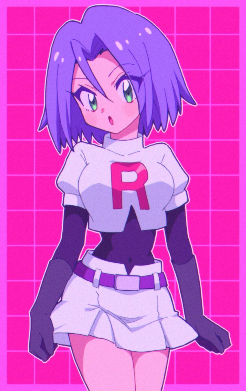 1girl, :o, belt, black_gloves, black_leotard, breasts, commentary_request, crop_top