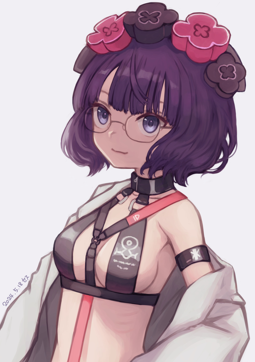 1girl, between_breasts, blue_eyes, breasts, coat, commentary_request, fate/grand_order, fate_(series)