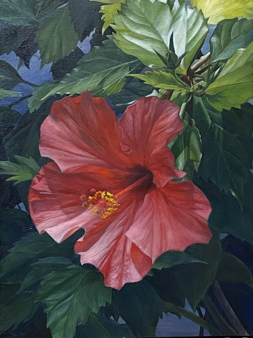 artist_name, branch, eyvzi172xqdkvs7, flower, flower_focus, hibiscus, highres, leaf