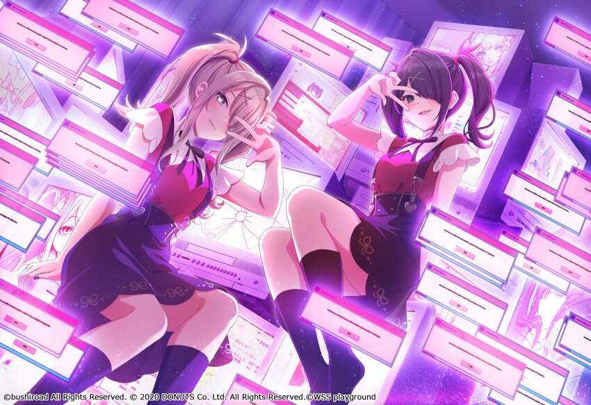 2girls, absurdres, ame-chan_(needy_girl_overdose), ame-chan_(needy_girl_overdose)_(cosplay), black_eyes, black_hair, black_ribbon, black_skirt