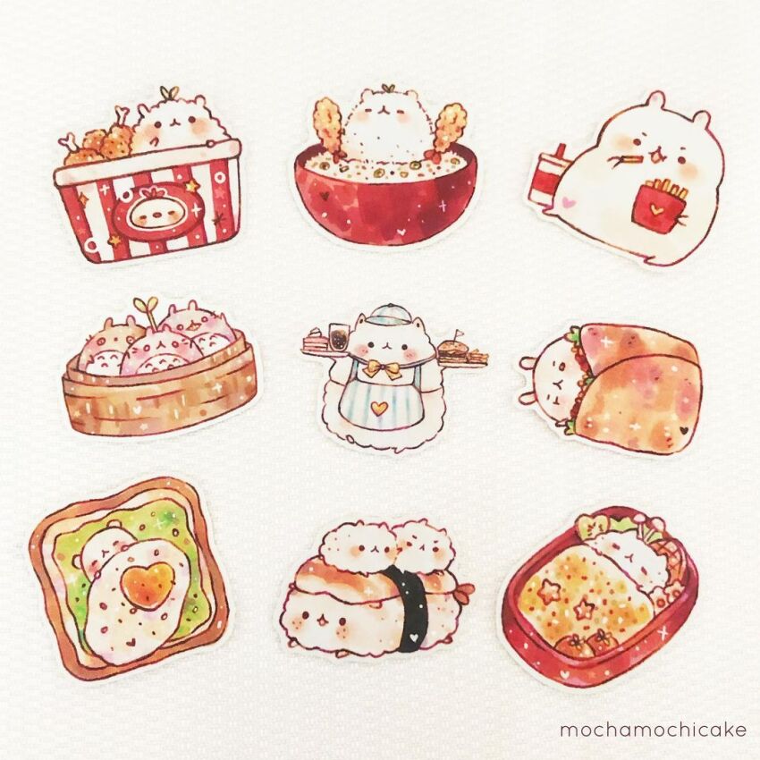animal, animal-themed_food, animal_focus, apron, artist_name, baseball_cap, bento, black_eyes