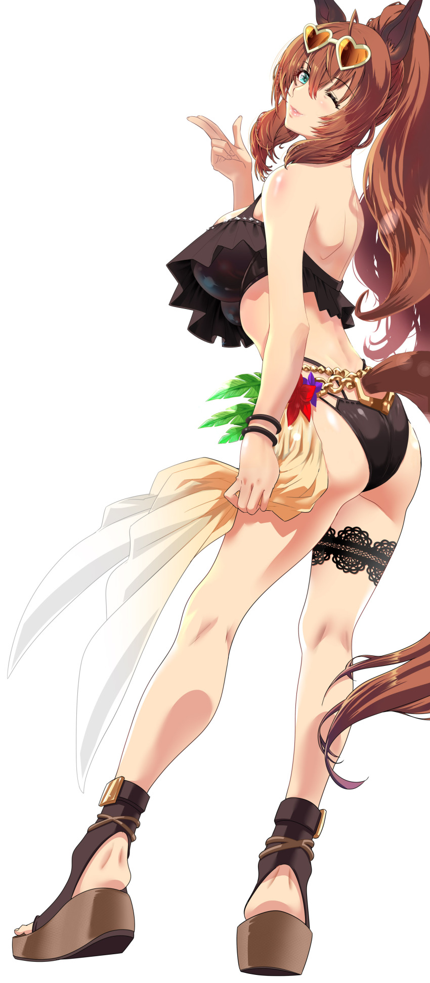 1girl, absurdres, ass, blush, breasts, brown_hair, closed_mouth, commentary_request