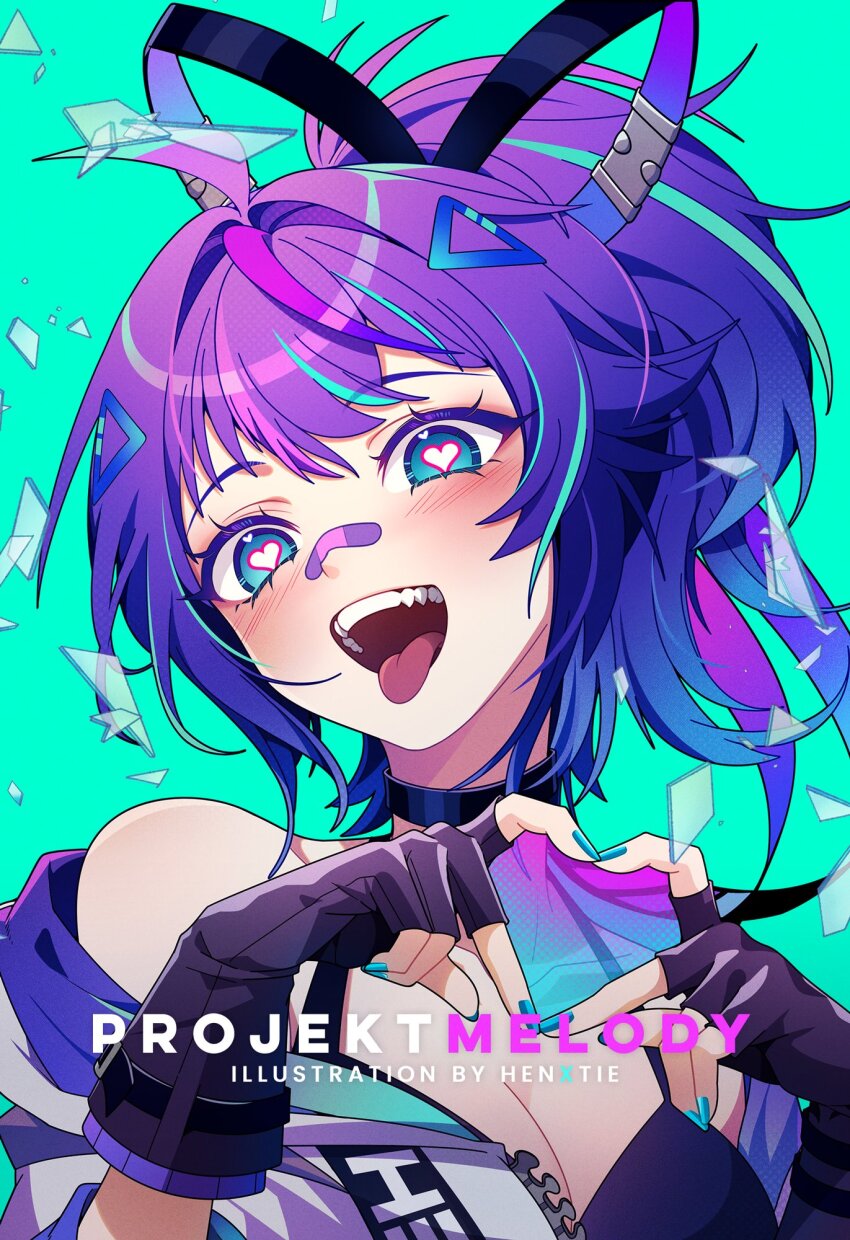 1girl, artist_name, bandaid, bandaid_on_face, bandaid_on_nose, blue_eyes, blush, breasts