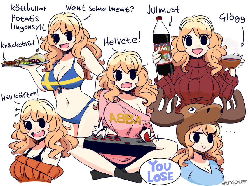 bikini, blonde_hair, flag_print, flag_print_bikini, highres, ida_(murgoten), murgoten, print_bikini