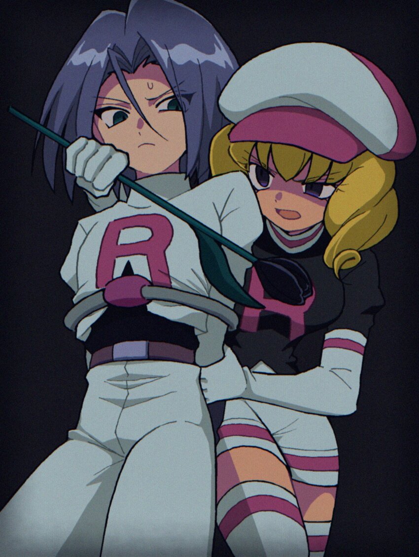 1boy, 1girl, black_background, black_flower, black_tulip, blonde_hair, blue_hair, boots