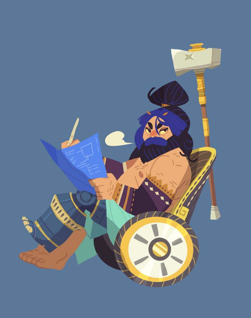 1boy, absurdres, beard, black_hair, calavera145, facial_hair, hades_(series), hades_2