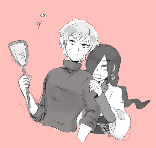 boruto:_naruto_next_generations, bug, closed_eyes, earrings, father_and_child, father_and_son, fly, fly_swatter