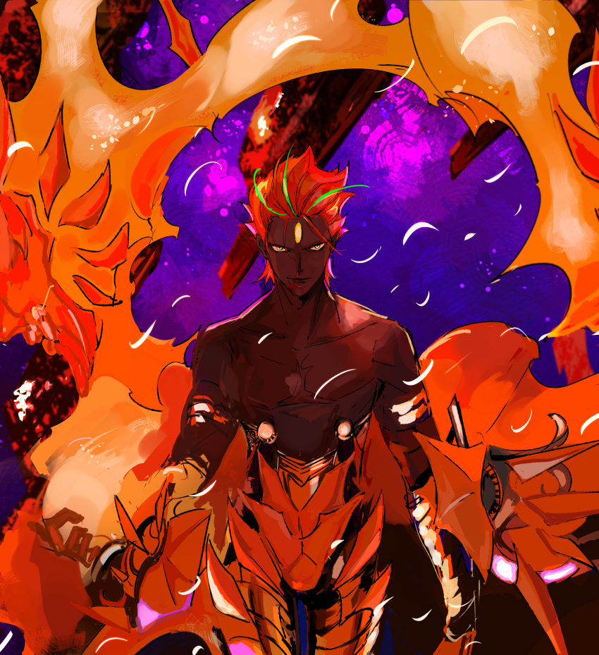 1boy, ashwatthama_(fate), ashwatthama_(third_ascension)_(fate), bad_id, bad_pixiv_id, dark-skinned_male, dark_skin, ddlcclia