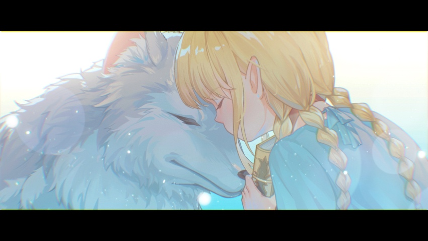 1girl, aged_down, animal, blonde_hair, blurry, bokeh, book, braid