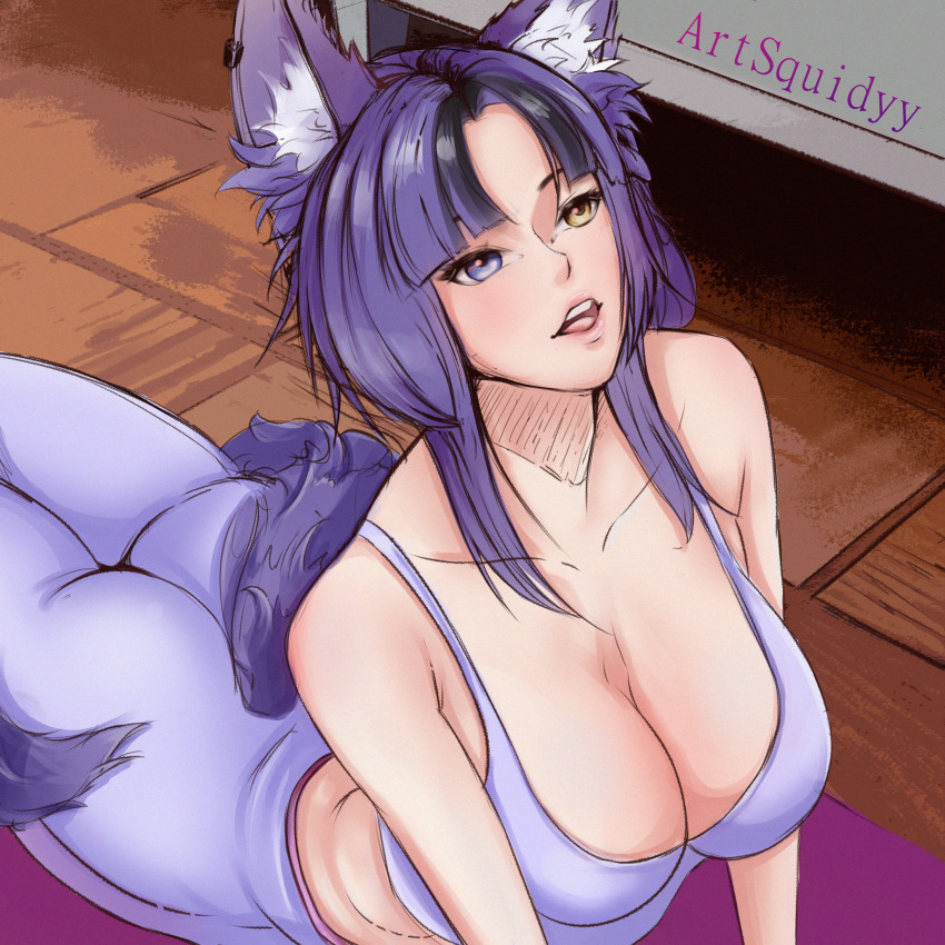 1girl, absurdres, animal_ear_fluff, animal_ears, artist_name, artsquidyy, awful_queen_(vtuber), breasts