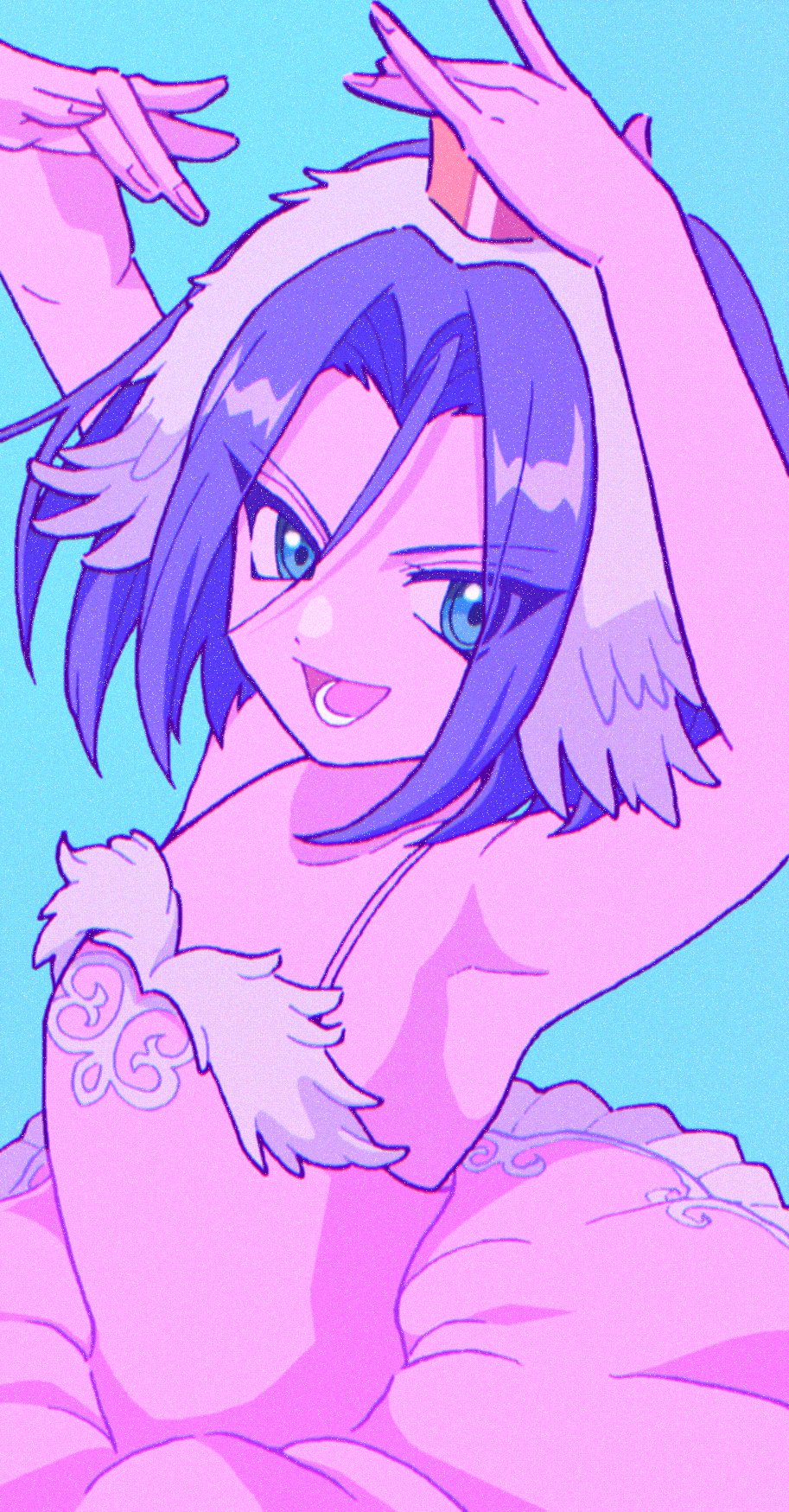 1boy, ballerina, ballet, blue_background, blue_hair, crossdressing, crossdressing_(mtf), crown