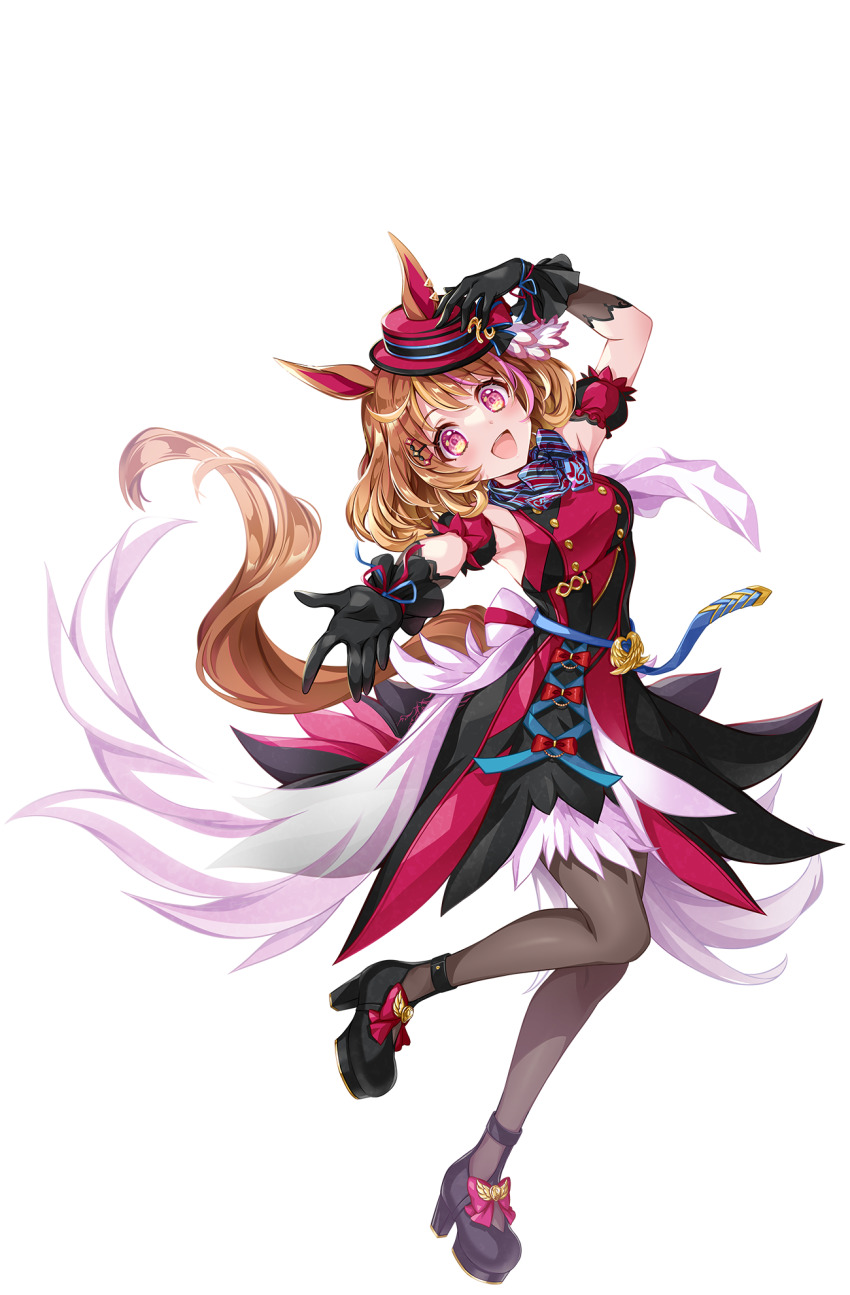 1girl, animal_ears, armpits, breasts, brown_eyes, brown_hair, full_body, gloves