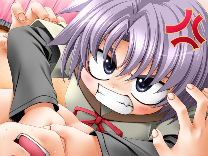 00s, 1boy, 1girl, anger_vein, angry, asphyxiation, blue_eyes, blush