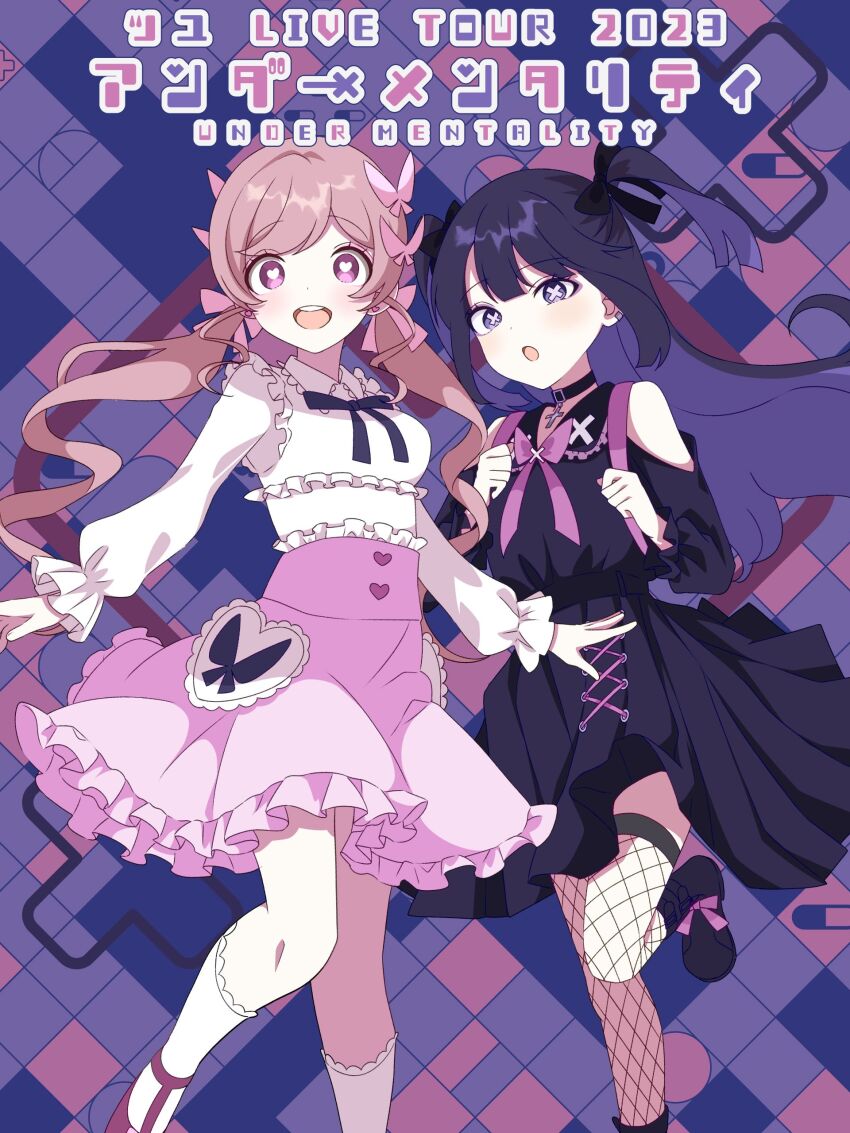 2girls, absurdres, anda_(tuyu), anhiro_(tuyu), black_bow, black_bowtie, bow, bowtie