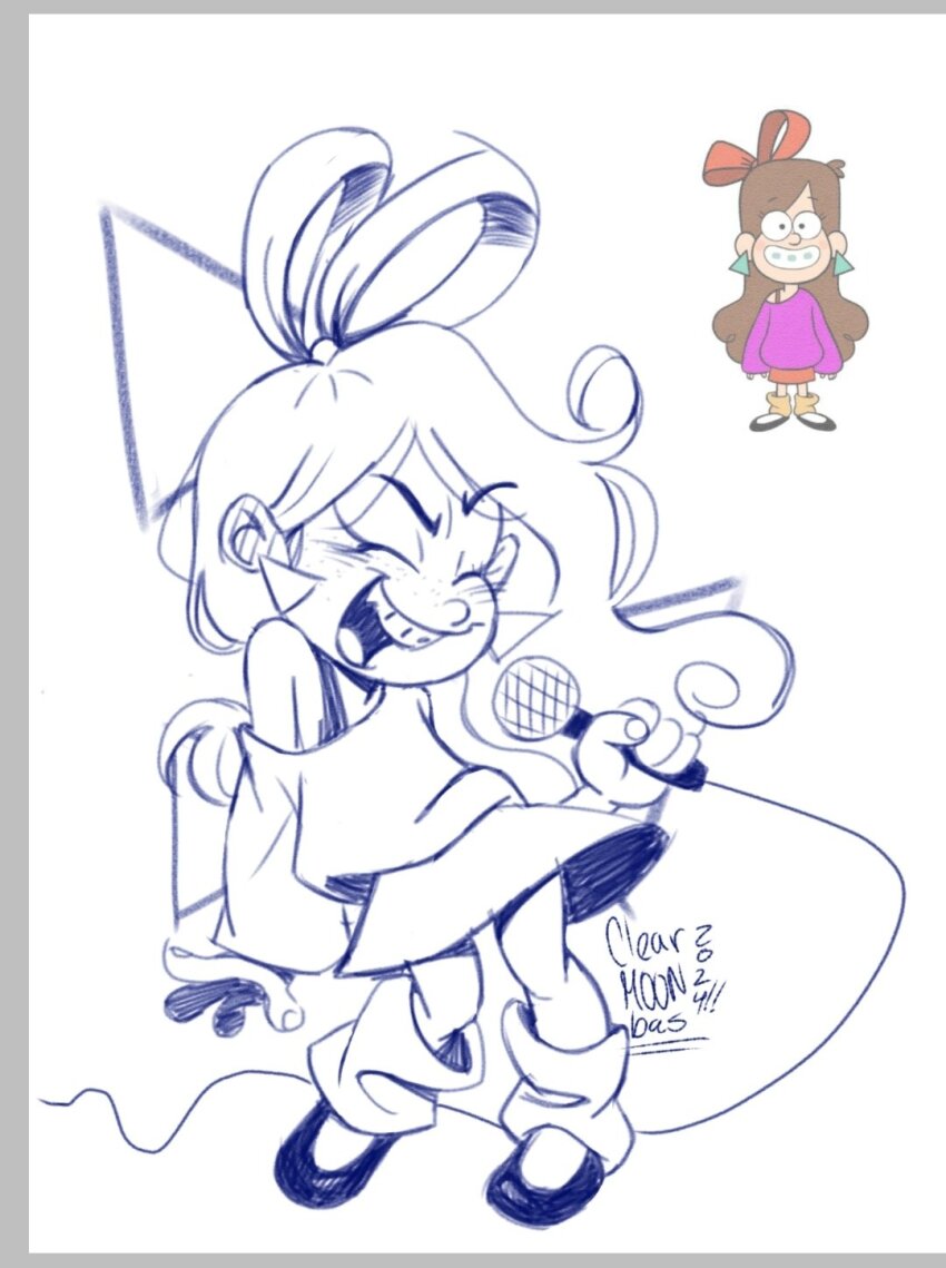 2024, bow, braces, clearmonbass, closed_eyes, contrapposto, dated, earrings