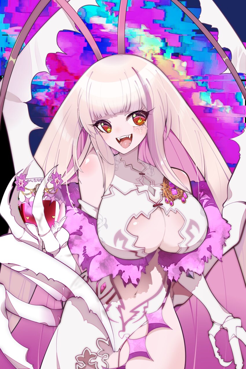 1girl, antenna_hair, arthropod_girl, breasts, cleavage, cleavage_cutout, clothing_cutout, cockroach_girl