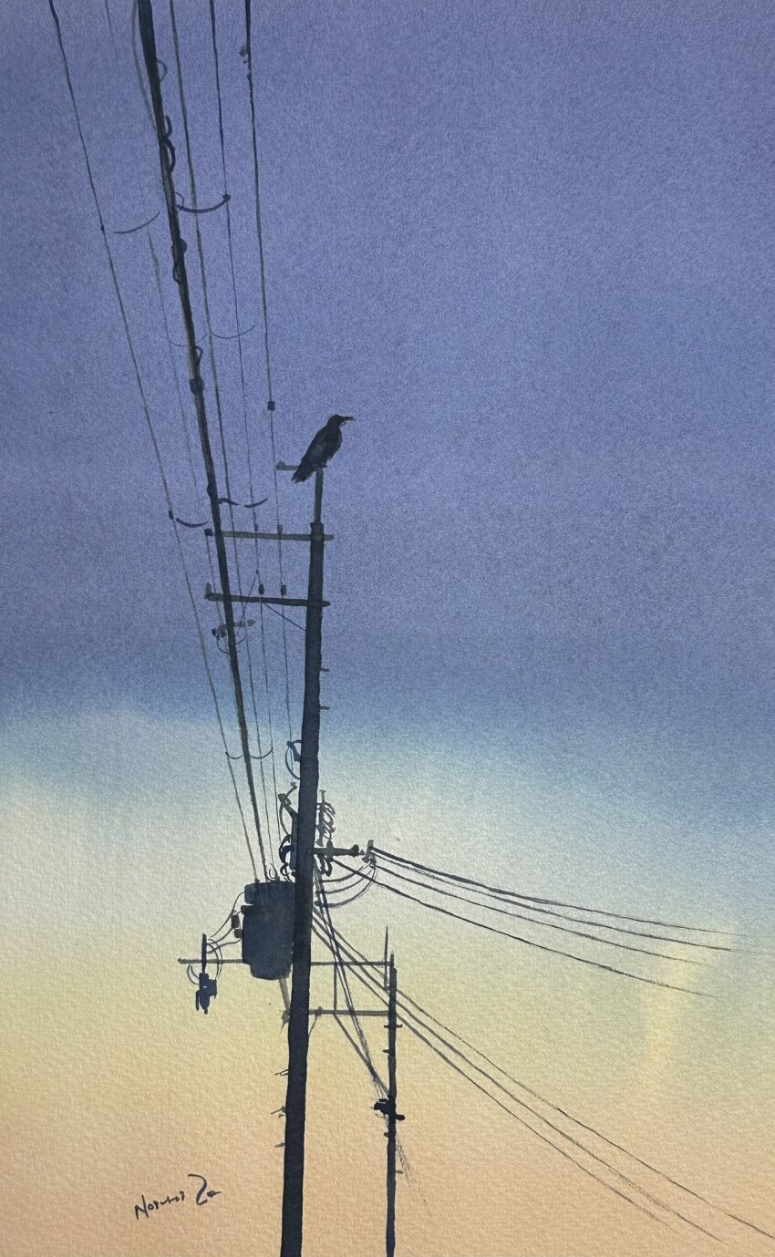 animal_focus, blue_sky, day, highres, mouen_tw, no_humans, orange_sky, original