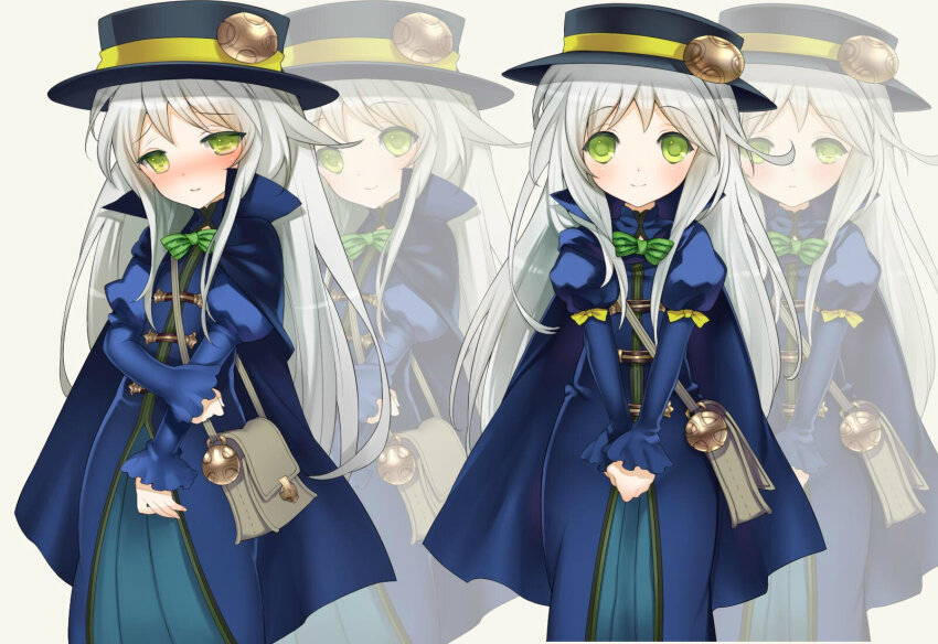 1girl, bag, blush, breasts, coat, embarrassed, multiple_expressions, game_cg