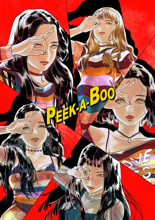 5girls, animification, blunt_bangs, brown_hair, choker, commentary, dress, earrings