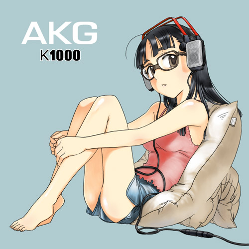 1girl, akg, bare_legs, bare_shoulders, barefoot, black_hair, blue_background, brown_eyes