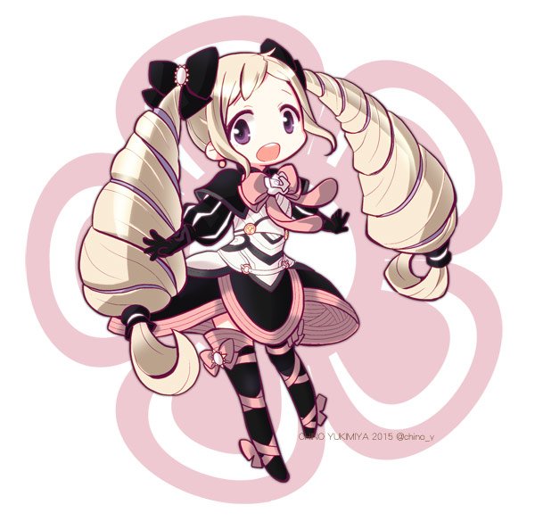 1girl, black_dress, blonde_hair, dress, drill_hair, elise_(fire_emblem), fire_emblem, fire_emblem_fates