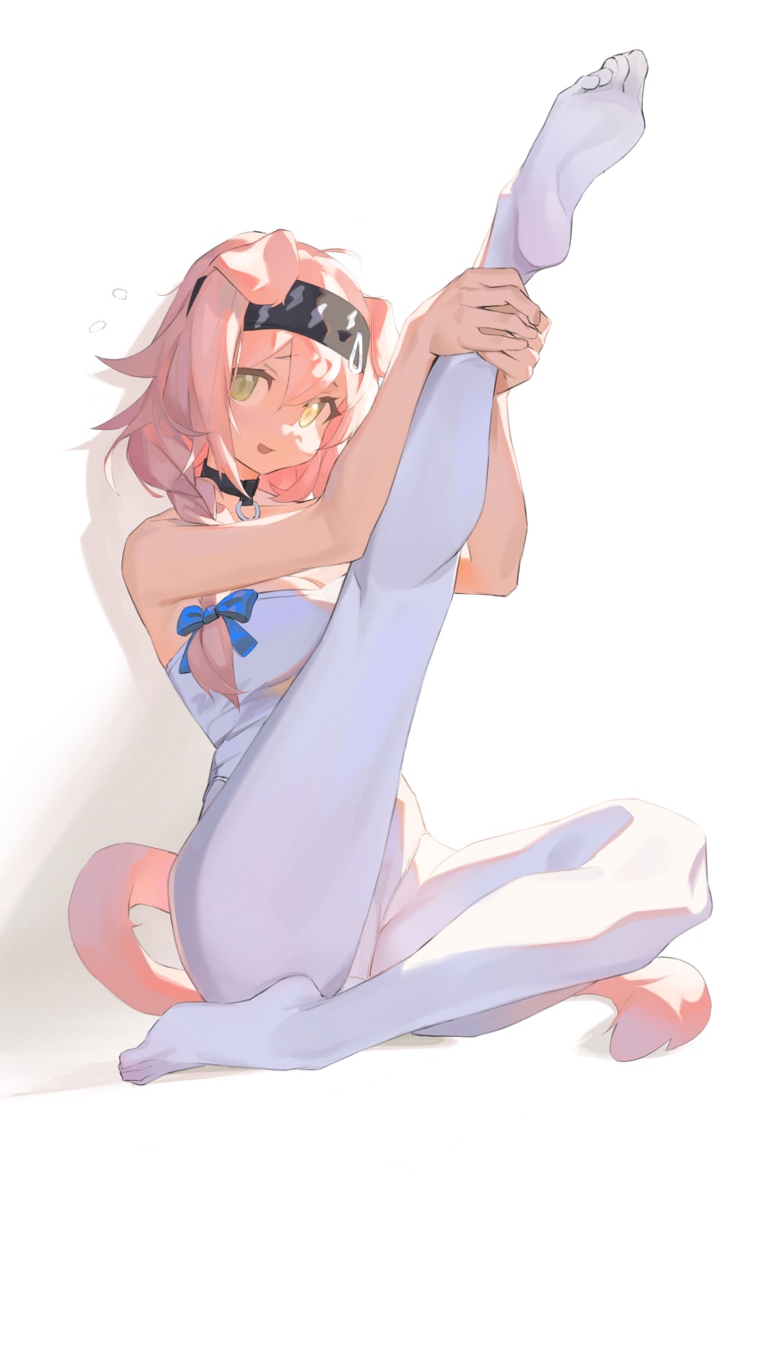 1girl, 2242592427, absurdres, animal_ears, arknights, black_choker, black_hairband, blue_bow